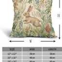 Spring Summer Pillow Covers 16x16 Inch Set of 2 Easter Bunny Floral Cotton Linen Decorative Throw Pillow Case Rabbit Flower Botanical Plant Cushion Cover for Bedroom Sofa Living Room Chair Home Decor