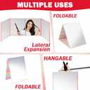 Foldable Full Length Mirror 2-in-1 Wall-Mounted or Tabletop Mirror, Portable Travel Mirror with Handle for Dance Home Bedroom Wardrobe Stage Makeup Checks Camping Outdoor Use (47" x 12.5", Tri-Fold)