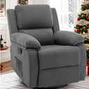 Recliner Chair, 360 Swivel Rocker Chair for Adults, Small Rocking Recliner for Small Spaces, Upholstered Fabric Glider Recliner Nursery (Swivel Rocker Recliner, black