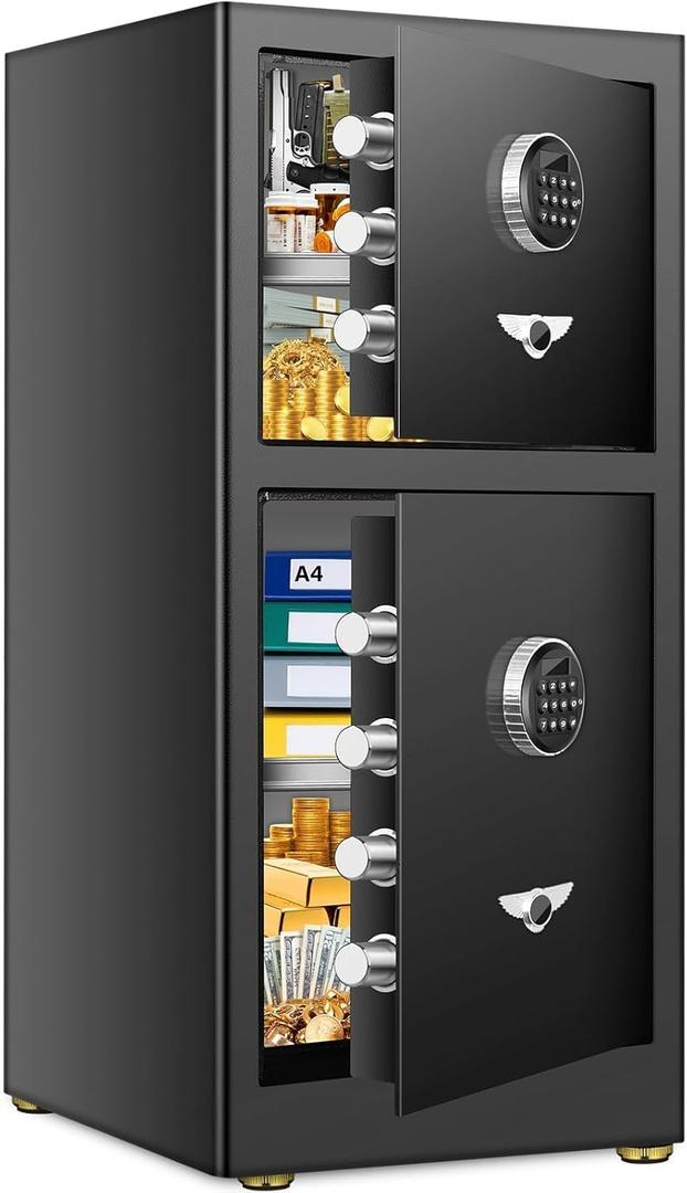 1.6 Cu Ft Home Safe Fireproof Waterproof, Fireproof Safe with Fireproof Bag, Programmable Keypad & Removable Shelf, Security Safe Box for Money Firearm Medicines Valuables,14.57''W12.2''D11.81''H