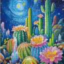 Galaxy Garden Landscape Jigsaw Puzzle 1000 Piece for Adult, Flower Plant Cactus Scenery Jigsaw Puzzles, Difficult Art Aesthetic Pretty Puzzle