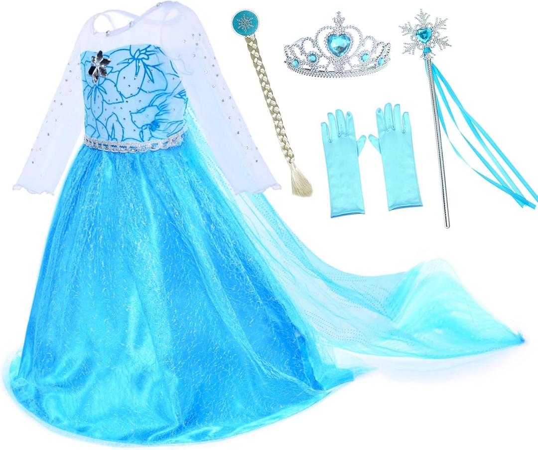 Party Chili Princess Costumes Birthday Party Dress Up for Little Girls with Accessories (4-5 Years)