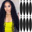 Braiding Hair Pre Stretched, 26 Inch 8 Pack Black Prestretched Braiding Hair For Women Braid Hair, Long Professional Synthetic Hair For Knotless Boho Crochet Braids,Yaki Straight Texture(26in,1b,8pc