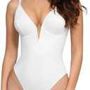 Popilush Shapewear Body Suits for Womens - Tummy Control Bodysuits for Women Deep V Corset Tops Thong Body Shaper, XL