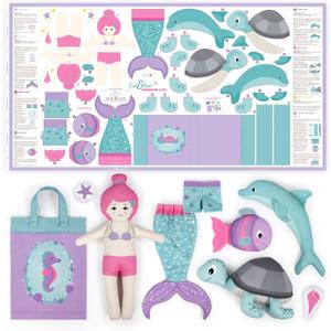 Kullaloo Sewing kit for Kids Beginners - DIY Craft for Girls & Boys - Cut & Sew Fabric Panel Mermaid (Underwater Tales)