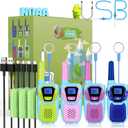 Topsung Walkie Talkies for Kids Long Range Walkie-Talkie for Adults Rechargeable 4 Pack with Lanyard NOAA USB, Family Pink 2 Way Radio Toys for 3-12 Year Old Boys Girls Toddlers Camping Skiing (Blue Green Purple Pink)