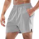 MIER 2 Pack Men's 5 Inch Inseam Running Shorts, Quick-Dry with Zip Pockets | Workout, Athletic, Lightweight Breathable Fabric, Soft Elastic Waist, Inner Drawstring, Side Split, Machine Washable