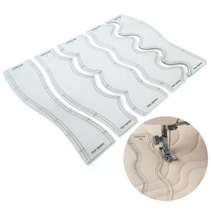 5 Pcs Wave Quilting Ruler Set, 10.2 Inch Acrylic Quilting Templates with 6 Wavelengths, Free Motion Quilting Rulers for Machine Quilting, Sewing, Patchwork, DIY Craft Stencils