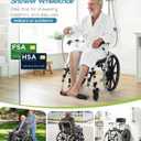 22" Self-Propelled Shower Wheelchair, 300LBs Heavy Duty Aluminum Shower Commode Chair with Flip-Up Armrests, Rolling Transfer Chair & Bathroom Mobility Aid for Seniors & Limited Mobility