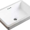20 Inch Undermount Bathroom Sink Rectangle Undermount Sink White Ceramic Under Counter Bathroom Sinks with Overflow (19.8"x13.7")