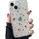 ZTOFERA Christmas Phone Case for iPhone 13 6.1 inch,Clear Cute Merry Christmas Pattern Phone Case Gifts Transparent Hard PC +TPU Bumper Shockproof Protective Cover-Christmas Coffee Pack of 3