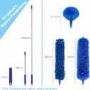 Buysenton Cobweb Duster with Extension Pole, Washable Cleaning Duster Kit with 3 Duster Heads, Cobweb Duster, Corner Brush, 15-100 Inch Long Aluminum Telescoping Pole for Ceiling Fan (Blue)