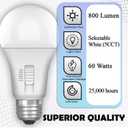 Color Selectable A19 LED Light Bulbs - Choose from 5 Colors Soft White to Daylight White. E26 Base, 60W, 800 Lumens, 85% Energy Saving for Indoor & Outdoor (2-Pack)