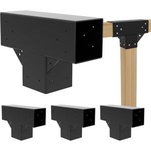 Pergola Kit T Shaped 6x6(Actual: 5.7"x5.7")-4 Pack Pergola Brackets 6x6-3 Way DIY Woodworks Gazebo Bracket Kit with Screws for Wood Beams-Elevated Wood Stand T Brackets for Sunroom Carport Cabin