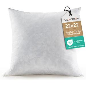 22x22 Feather Throw Pillow Insert, Decorative Pillow Insert for Covers, Fuller Fit with Soft Support for Bed and Couch
