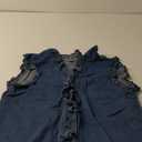 Women's New Summer Chic Button Down Denim Tops Ruffled Flutter Sleeve Blouse V Neck Casual Shirt Tops Size S/M