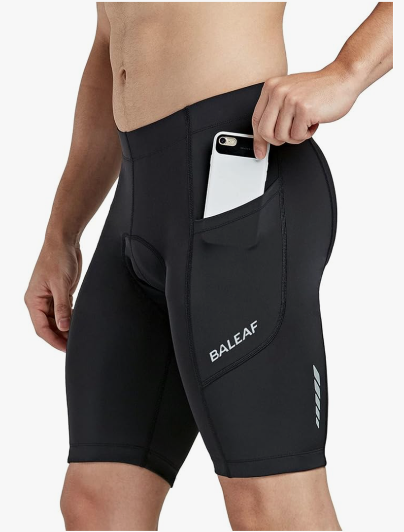baleaf Men's Padded Bike Shorts Cycling Road Biking Riding Bicycle Cycle Wear Pockets UPF 50+ MTB Accessories Tights, Medium