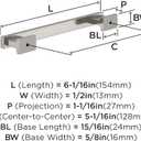 Amerock 10BX37092G10 | Satin Nickel Cabinet Pull | 5-1/16 inch (128mm) Center-to-Center | 10 Pack | Triomphe | Furniture Hardware