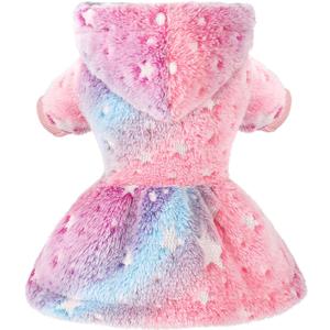 Dog Sweaters for Small Dogs Girl Night Glow Dog Hoodie Warm Fleece Doggie Sweatshirt Cute Puppy Dress Winter Pet Sweaters Doggy Clothes Outfit Apparel for Chihuahua Yorkie, Star, XXS