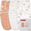 GLLQUEN BABY Swaddles for Newborn - 3 Pack Swaddle 0-3 Months, for Newborn Baby Boys and Girls, Soft Swaddle Blanket Wrap, Easy Change, Rainbow & Wave