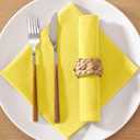 MLMC 8 Pack Yellow Linen Napkins Rustic Washable Cotton Linen Napkins Bulk Set of 8 17"x17" Reusable Dinner Napkins Cloth for Wedding Bridal Shower Gathering Party Everyday Use