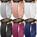 6Pack Engraved Band Compatible with Samsung Galaxy Watch 5 Band/Galaxy Watch 4 Bands/Galaxy Watch 3 Bands/Active 2 Watch Bands,20mm Leopard Silicone Sport Strap Replacement for Women Men (Small (5.5"-7.1"), Black,Wine Red,Navy,Grey,Sand Pink,White)