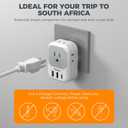 South Africa Plug Adapter 1 Pack, TESSAN Type M Power Adapter with 4 AC Outlets 3 USB Ports(1 USB C), Travel Adaptor US to Botswana Namibia Nepal Bhutan