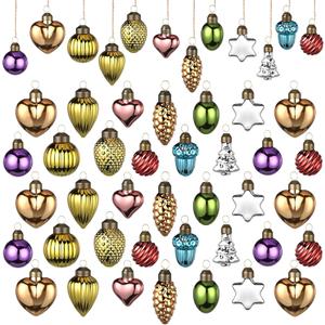 Glimin 48 Pcs Vintage Christmas Ornaments 2-2.4 Inch Neutral Glass Christmas Pinecone Antique Decorations Mini Retro Balls Ornaments for Xmas Tree Farmhouse Decoration (Multicolor) (Multicolor)