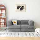 N&V 67-Inch Corduroy Floor Sofa, Folding 2-Seater Lounge Couch, Soft Corduroy, Solid Foam seat Cushions for Apartments, Reading and Everyday Lounging (Light Grey)