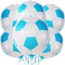 2 x 6 Pack 22 Inch Blue Soccer Balloons Giant 4D Mylar Football Balloons Helium Foil Blue Soccer Balloons for Birthday Party Sports Themed World Cup Party Decorations