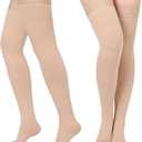 Compression Stockings for Women & Men, 2 Pairs 15-20mmHg Thigh High Compression Socks for Varicose Veins, Swelling, Pregnant