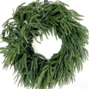 Large Christmas Wreath for Front Door Soft Touch Green Norfolk Pine Wreath for Indoor Outdoor Window Wall, Winter Holiday Home Decor