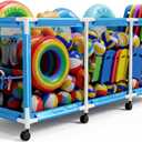 Jotesnew 365 Gallon 103" Pool Storage Bin XXXL Extra Large Swimming Pool Float Storage Bin, Pool Noodles Holder, Toys, Floats and Balls Mesh Rolling Storage Organizer Bin, 103" Lx32 Wx35 H (Blue)