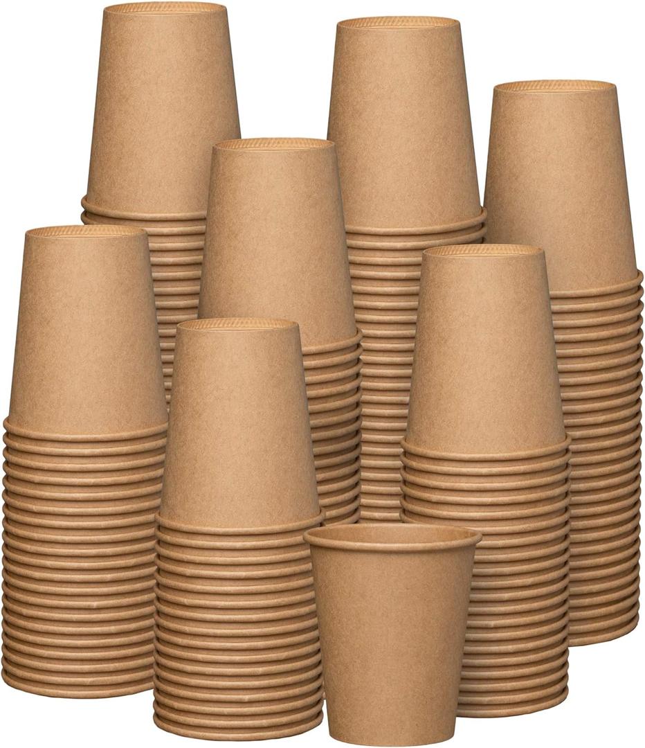 GUSTO [8 oz. - 300 Pack Kraft Disposable Paper Cups for Hot Coffee - Brown Unbleached - Eco-Friendly (Formerly Comfy Package)