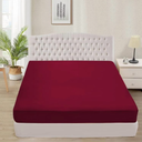 Cotton 1-Piece Fitted Sheet, 7–9 Inch Deep Pocket, Queen (60" x 80") Size, Burgundy