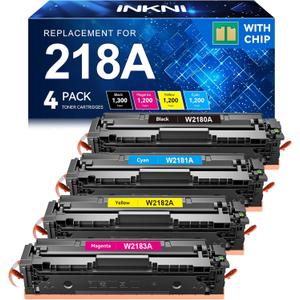 218A Toner Cartridges 4 Pack (with Chip) 3301fdw Replacement for HP 218A 218X Work for HP Color Laserjet Pro MFP 3301fdw 3201dw 3301sdw 3301cdw Printer High Yield Ink W2180A W2180X (4 Pack, B/C/Y/M)