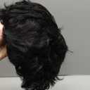 Men's Wigs 70s Wigs for Men Black Short Wavy Fluffy Wig Halloween Costume Wig