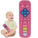 Baby Teether Toy for Babies 3-24 Months TV Remote Control Shape Chew Toy Teething Relief Baby Toys for Infants (Rose red)