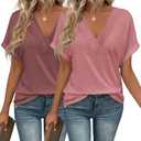 EyMuse 1PCS T Shirts Short Sleeve V Neck Tees Womens Fashion Tops Trendy Soft 2025 Casual Summer Spring Outfits Clothes 2XL