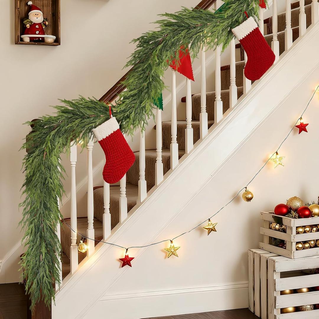 9FT Norfolk Pine Garland  Realistic Artificial Christmas Greenery for Indoor & Outdoor Holiday Decor
