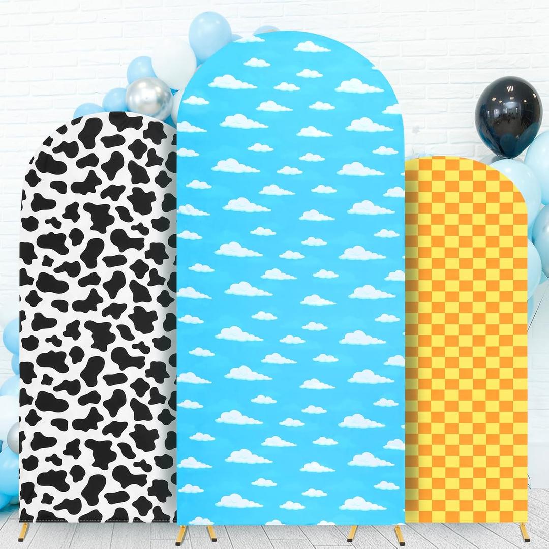 3Pcs Arch Backdrop Cover Story Arch Cover Wedding Arch Covers Spandex Backdrop Stand 4ft, 5ft, 6ft for Wedding Birthday Banquet Boy Girl Toy Arch Cover Decoration