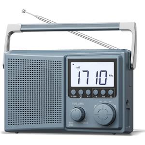 LEOTEC AM FM Radio with Bluetooth,Portable Radio Strong Reception,Plug in Wall,Battery Operated,10 White Noise Sounds,Digital Sleep Timer,Headphone Jack,Volume Control,Easy to Use,Gifts for Seniors