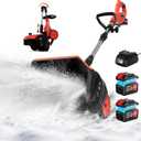 [2026 Upgraded Version] Electric Cordless Snow Shovel with Wheels, 17-Inch | 9000mAh High Power Brushless Snow Blower with Handle, 350lbs/min Snow Removal/Adjustable Plate for Driveway Deck Sidewalks