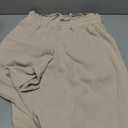 WIHOLL Wide Leg Pants Woman Flowy Palazzo Drawstring Elastic Waist Trousers with Pockets Casual Lounge (Beige, S)