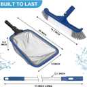 Pool Cleaning Kit, 14.5'' Pool Brush Head & Ultra Fine Mesh Pool Skimmer Net with Pole, Aluminum Frame Pool Net Skimmer & Pool Brush with Pole,Pool Net & Pool Brushes for Cleaning Pool Walls with Pole