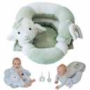 2-in-1 Tummy Time Mat and Seated Support with Sensory Toys  for Newborns and Babies  Includes Detachable Cushion for Supervised Play & Head/Neck Development (Sage)