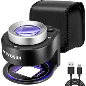 VIVOSUN 30X Rechargeable Loupe Magnifier with White LED Light and UV Light, Portable Magnifying Glass with Optical Glass Lens & Scale for Jewelry, Textile, Gems, Stamps, Coins and Plants (Black)