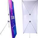 SUERUI Adjustable X Banner Stand Fits Any Banner Size Width 23" to 32" and Height 63" to 78",Portable Retractable Banner Holder with Carrying Bag - Customize Banner for Trade Show, Exhibition, 2 Pack