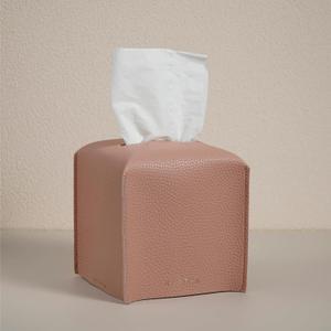 OLETHA Square Tissue Box Cover - Coquette Desk Decor for Room, Home & Office - Tissues Cube Boxes Holder - Pink
