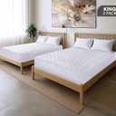 Utopia Bedding 2 Pack Quilted Fitted Mattress Pad, King Size, Elastic Fitted Mattress Topper Protector and Cover with Deep Pocket Stretches up to 16 Inches, Machine Washable (White)